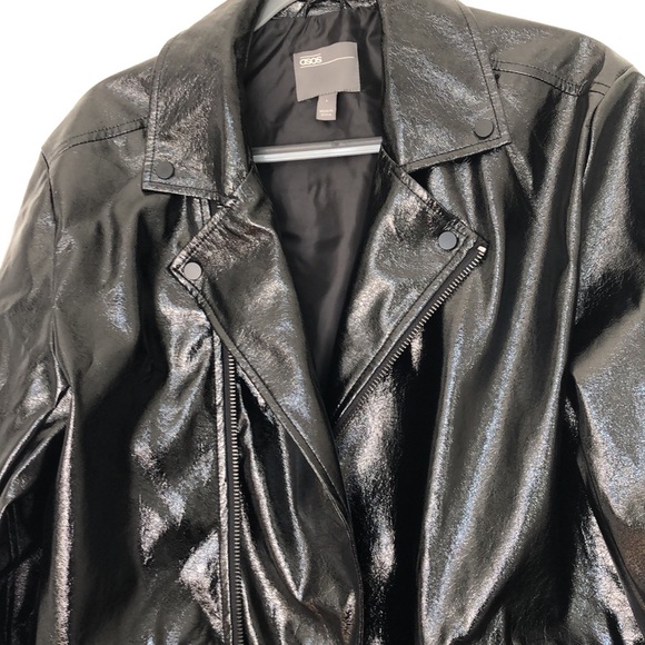 ASOS Biker Jacket in shine black faux leather - Picture 3 of 5